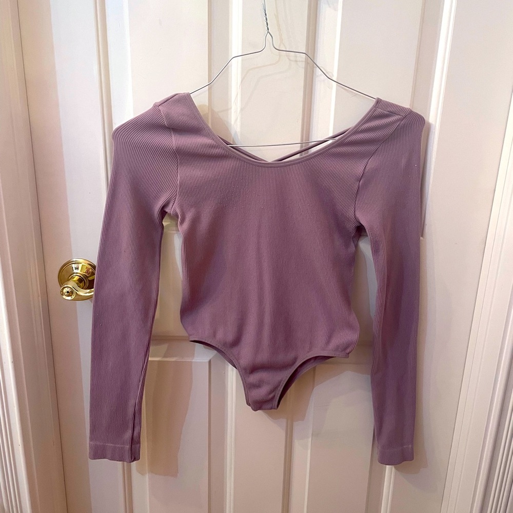 Low back long sleeve purple bodysuit
